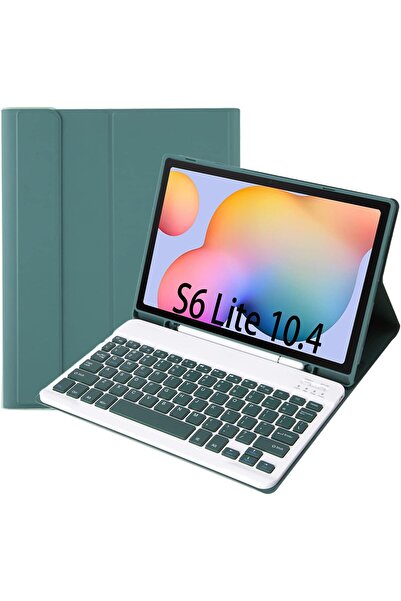 Fogy Samsung Galaxy Tab S6 Lite 10.4 SM-P610/P615 için Çıkarılabilir Bluetooth Klavyeli Klavye Kılıfı