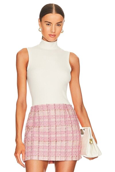 By Kul Design Women's Off White Half Turtleneck Jersey Bodysuit