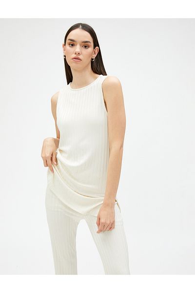 Koton Sleeveless Tunic Crew Neck Slim Cut