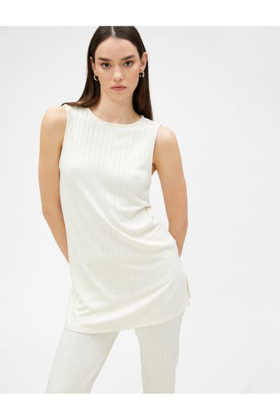 Koton Sleeveless Tunic Crew Neck Slim Cut
