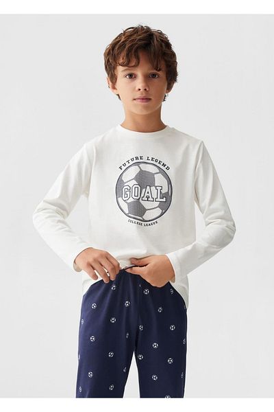 MANGO Kids Gemusterter langer Pyjama