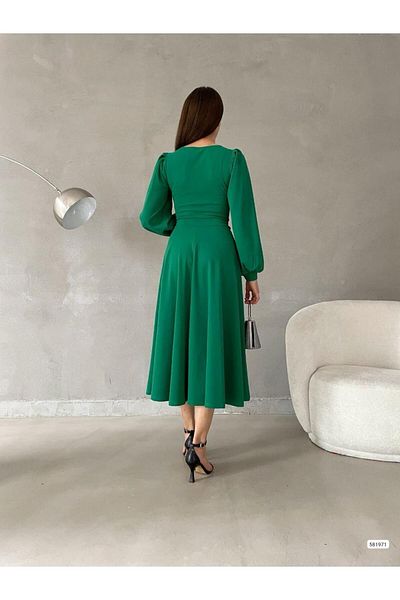 rengamoda Rochie de damă cu mânecă balonată din țesătură creponată importată (colorată)