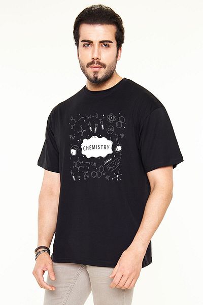 Pisa Art Unisex Μαύρο μπλουζάκι με στάμπα χημείας