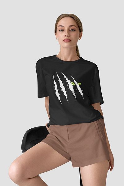 Pisa Art Καλοκαιρινό Cat Scratch Printed - Crew Neck Regular T-Shirt