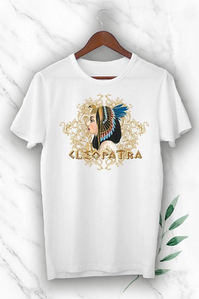 Pisa Art Unisex Λευκό μπλουζάκι με στάμπα της Αρχαίας Αιγύπτου Κλεοπάτρα