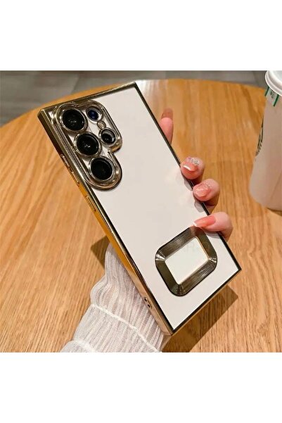 Rivor Samsung Galaxy S23 Ultra Kılıf Kamera Korumalı Kenarları Şeffaf Renkli Logo Gösteren Parlak Kapak