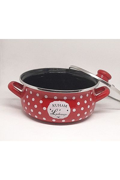 Avşar ENAMEL HOUSE 24 CM, 3.5 LITER RED DOT ENAMEL COOKER