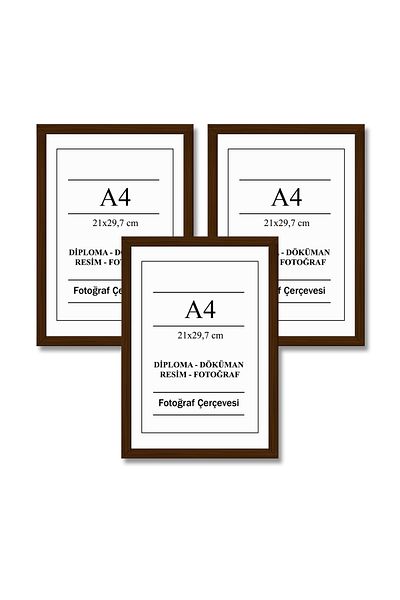UON A4 Frame Brown 21x30 Diploma Document Certificate 3-Piece Flat Model Photo Picture Frame Set