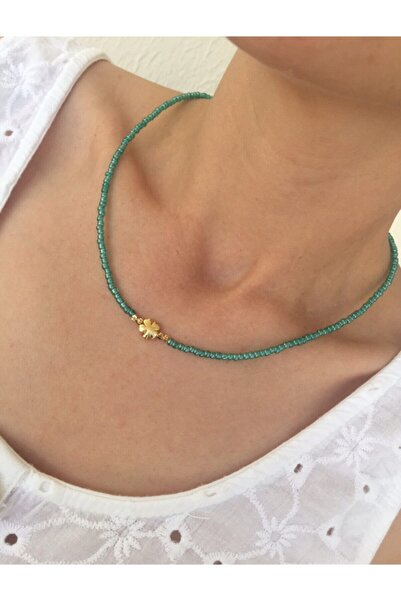 ACCESSORIES WORLD Yonca Model Gold Renk Boncuk Kolye