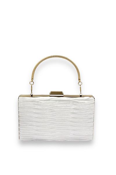 Biçanta Βραδινό φόρεμα Mother of Pearl Πλισέ σατέν τσάντα με μεταλλικές λαβές Αρραβώνας γάμου Henna Evening Bag Graduation