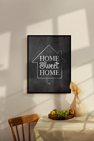 UON Home Sweet Home Temalı Siyah Çerçeve Görünümlü 1 Parça Mdf Tablo Seti Mdf...