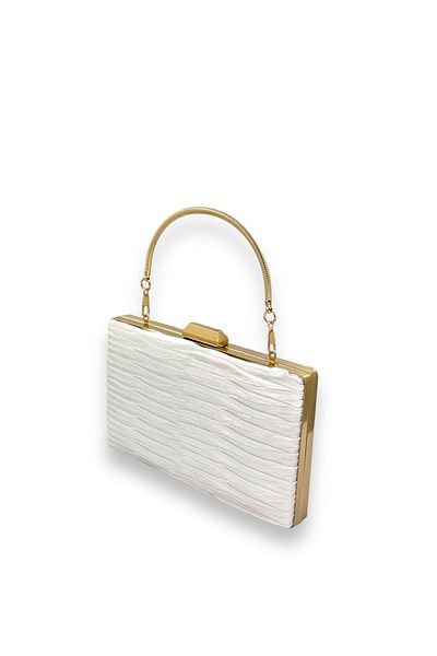 Biçanta Βραδινό φόρεμα Mother of Pearl Πλισέ σατέν τσάντα με μεταλλικές λαβές Αρραβώνας γάμου Henna Evening Bag Graduation