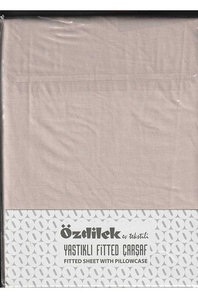 Özdilek طقم ملاءات مطاطية مبطنة 100% قطن رانفورس 120 × 200 قهوة حليبي