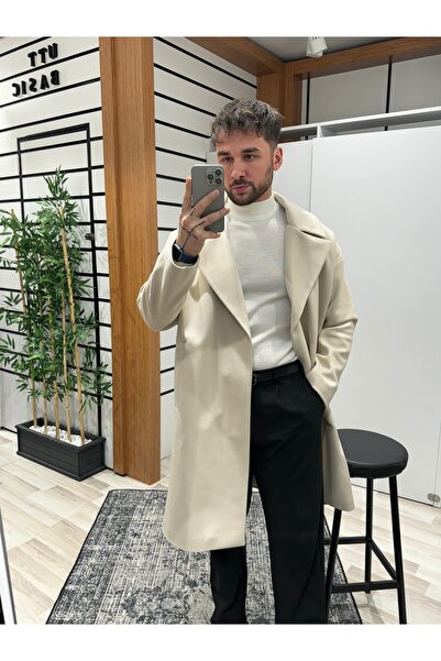 UTTBASİC Bej Overisize Kaşe Kaban
