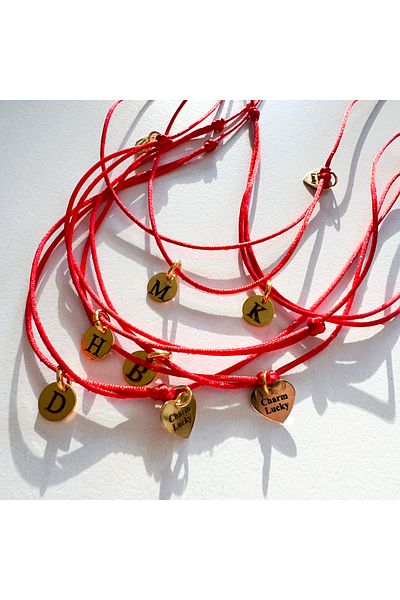 CHARMLUCKY Minimal letter red luck necklace