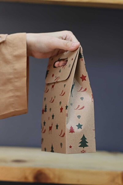 demontecraft Pelur Çantası Hediye Paketi Hediye Çantası Geyik Desen3 Adet 21x14x6.5 Ölçü