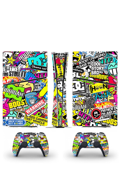 Kt Grup Sticker Bomb Playstation 5 Slim Disk Versiyon Sticker Kaplama Seti