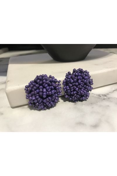 ArsenDesign Big ball earrings with violet sand beads