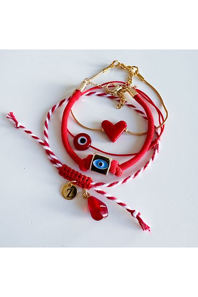 CHARMLUCKY Murano heart-pomegranate bracelet combination