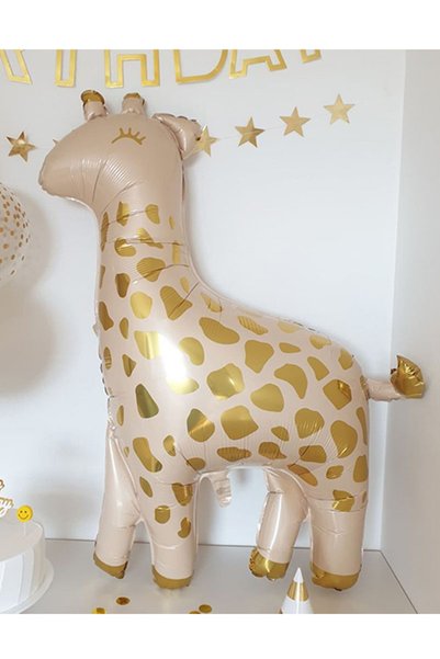 PARTİAVM Beige Cream Number Balloon Soft Coffee Colors Giraffe Set Background Age Balloon Kraft Happy Birthday Banner