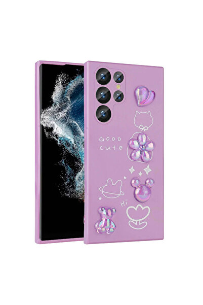 Rivor Samsung Galaxy S22 Ultra Kılıf Metal Kamera Korumalı Kabartma Figürlü P...