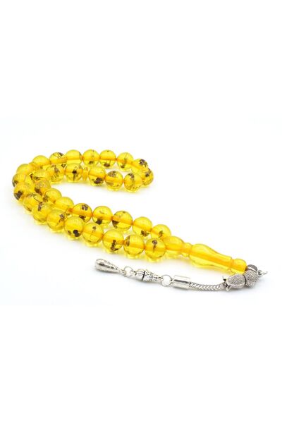 Murty99 Küre Kesim Karınca Fosilli Toz Kehribar Tesbih 10 Mm