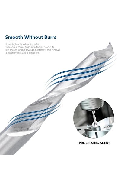 Depolife freze için kesim tek flüt karbür End Mill 1,6mm CNC uç Spiral yönlendirici alüminyum bakır ahşap MDF