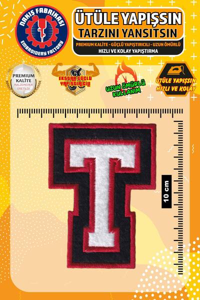 Nakış Fabrikası Ütü İle Yapışan Nakışlı Arma Yama, T Kolej Harf, Ütüyle Yapış...