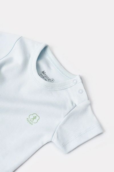 Biorganic Blue Short Sleeve Organic Baby Body - Gots Certified