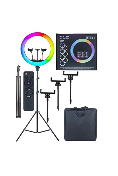 post alley Rgb Ring Light 45 Cm Siyah Led Selfie Youtuber Tiktok Işığı 210 Cm...
