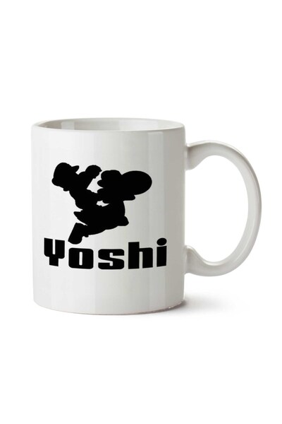 ART HEDİYE كوب يوشي أسود مطبوع على الجانبين