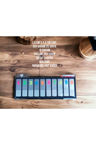 SEYFİKİRTASİYE 1,5 CM X 4,5 CM HER RAKAM 25 SAYFA 10 RAKAM ŞEFFAF PLASTİK MAL...