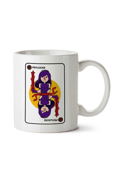 ART HEDİYE X Men Charles Psylocke Playing Card Two Sided Printed Mug