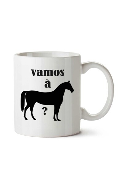 ART HEDİYE كوب Vamos à Horse مطبوع على الجانبين