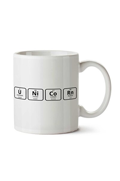 ART HEDİYE Unicorn Lettering Periodic Ruler Two Sides Printed Mug Cup