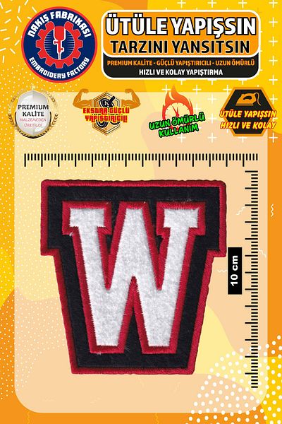 Nakış Fabrikası W College Letter Broderie Crestă Patch - Patch țesut aplicat cu călcat