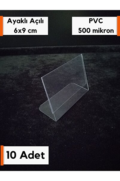 Şeffaf Etiket 10 Adet PVC Şeffaf Etiketlik 6x9 cm Ayaklı Açılı PVC Etiketlik,...