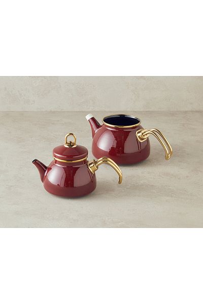 English Home Copenhagen Enameled Teapot Claret Red