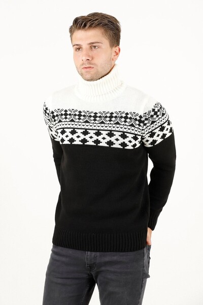 F&K 60900 Πλεκτό πουλόβερ Jacquard Turtleneck