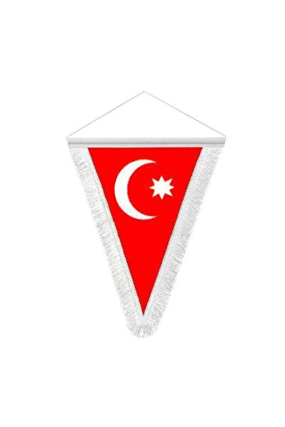 Özel Flama Bayrak Osmanlı Son İmparatorluğu Bayrağı Saten saçaklı Üçgen Flama...