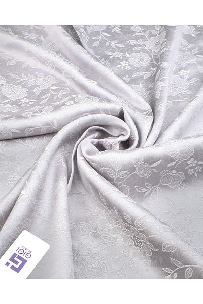 Scarf Shiny Jacquard Flower Pattern Shawl - Gray Silver -