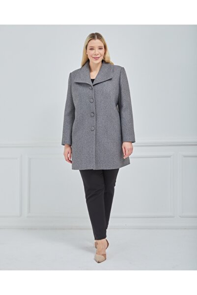 Fagi Women's Large Size Gray Handkerchief Collar Coat