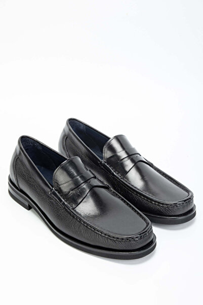 Tamer Tanca Erkek Hakiki Deri Siyah Loafer Ayakkabı