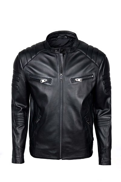 Tamer Tanca Genuine Leather Men's Black Coat