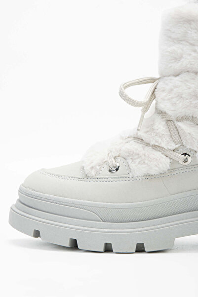 Tamer Tanca EFFETRE Kadın DERI/KURK Buz Beyazı Kar Botu