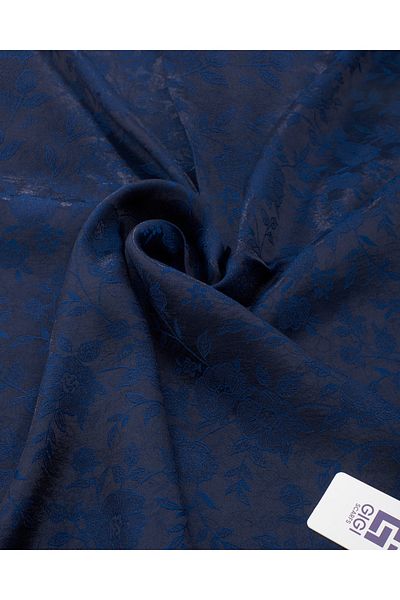 Scarf Γυαλιστερό ζακάρ μοτίβο λουλουδιών - Navy Blue Navy Blue -