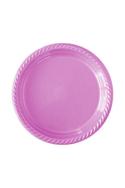 Kikajoy Pink Disposable Plastic Plate 22cm 24pcs