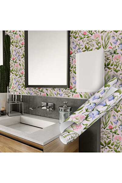 Dekoros Rengarenk Çiçekli Yapışkanlı Folyo, Masa Raf, Dolap Kapağı, Tezgaharası Kaplama Kağıdı 45x500cm 0812