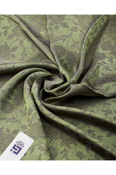 Scarf Γυαλιστερό ζακάρ μοτίβο λουλουδιών - Mint Grey -