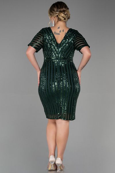 Abiyefon Emerald Green Sequined Plus Size Evening Dress Abk686